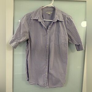 Banana Republic Women’s Purple and White Gingham Shirt